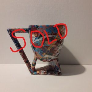 Unique Vintage Studio Pottery Charles Nalle Coffee Mug Artist Signed Abstract A